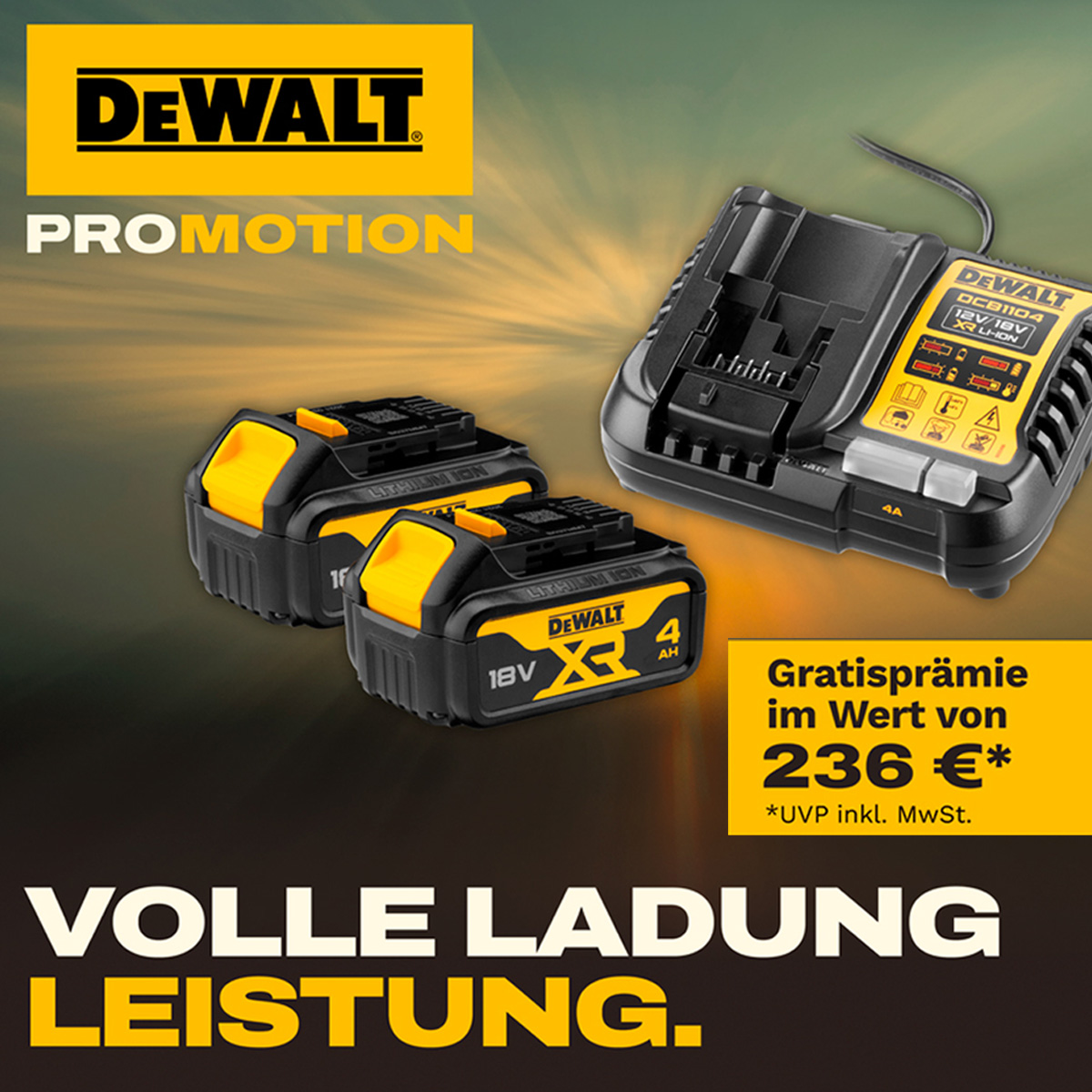 Jetzt gratis Dewalt 18 Volt XR Starterset sichern!